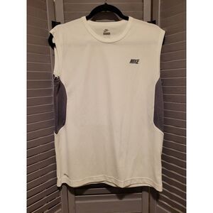 Nike White and Grey Sleeveless Athletic Shirt- Size M